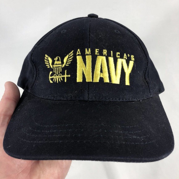 Americas Navy Hat Cap Strap Back Mens Military Adjustable Logo USA Made One Size - Picture 12 of 12